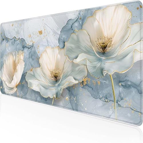 Mouse Pad Flower Gaming Mouse Mat 600 x 300 x 3mm, with Stitched Edges Desk Mats Yellow Desk Pad Large Waterproof Anti-Slip Rubber Base Smooth Surface Keyboard Cover for Office Accessories, Gifts 4-C