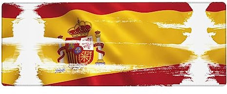 JKDGOJ Alfombrilla de mouse para juegos con patrón de bandera de España, tamaño XXL, alfombrilla de mouse larga extendida, alfombrilla de escritorio de goma antideslizante, bordes cosidos, almohadilla