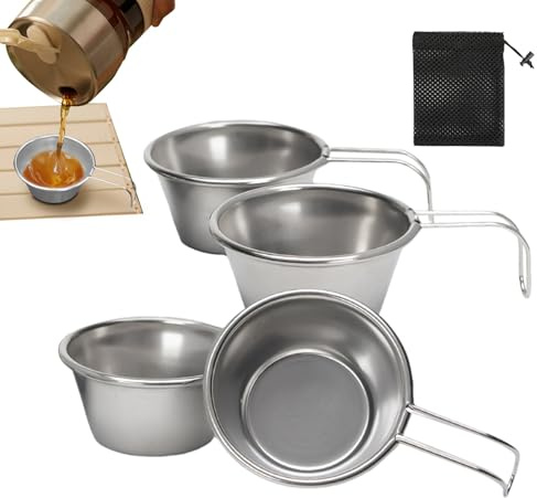 in metallo, 50 ml, in acciaio, 4 piccole tazze per tè, sport, cucina, cibo, escursioni in montagna, campeggio, barbecue, attività all'aperto