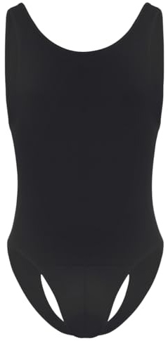 ChiaoLezhee Mens Thong Bodysuit, G-String High Cut Sexy One Piece Lingerie, Semi Sheer Breathable Leotard Underwear,Black,One Size
