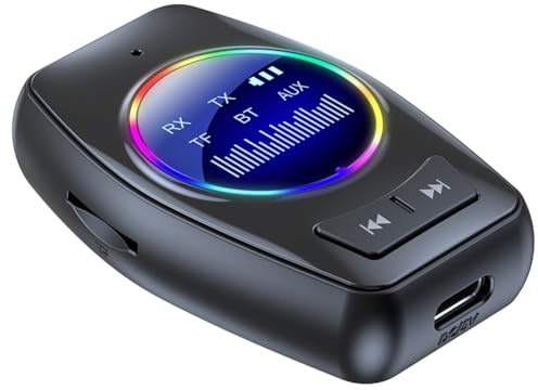 Fangxuee 2in1 BT Audio Transmitter Receiver Real Time Status Display Wired Speakers/Amplifiers Support Desktop Computer Notebook