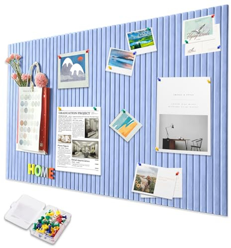Pinnwand Filz Groß 40x60cm, Pinnwand Kinderzimmer Dekorative Pinnwand aus Filz 0.9cm Dick, Faltbar pin Board cork Board mit Selbstklebendem Klebeband, Büro Zuhause Wanddekoration(Hellblau)