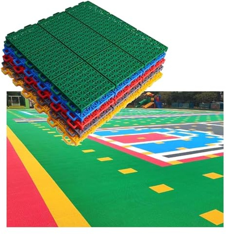 Modular Interlocking Floor Tiles, Outdoor Basketball School DIY Sport Court Tiles，Rapid Drainage(Gray)