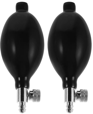 Manuelle Latexpumpe mit Kupferventil 86x43mm, 2 Stück Schwarz | Ersatz für Blutdruckmessgerät und Manschette, Kompakt für Reise oder Zuhause, Manuelle Luftpumpe