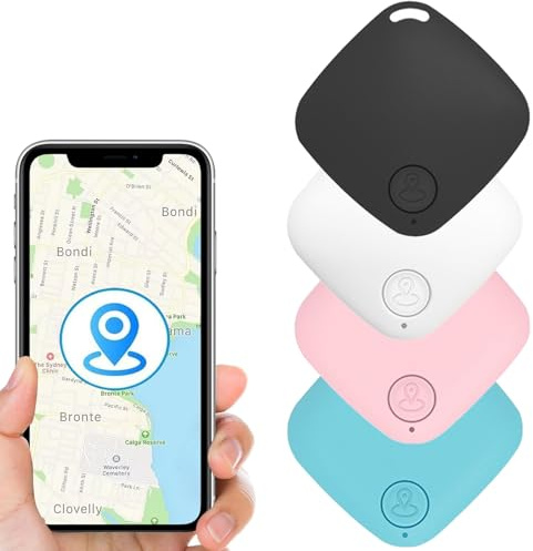 Lot de 4 localisateurs de clés, localisateurs d'objets Bluetooth, localisateur de clés avec alarme anti-perte, traqueur GPS anti-perte, étiquette intelligente adaptée pour les clés, les portefeuilles