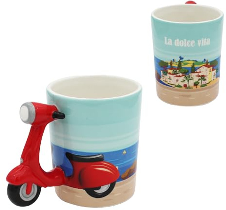 Winkee - Stilvolle Scooter Kaffeetasse groß mit Motorroller-Griff – Kaffee & Teetasse groß 500 ml – 3D Tasse Coffee Cup Travel Mug Geschenk für Papa, Mama & Freunde