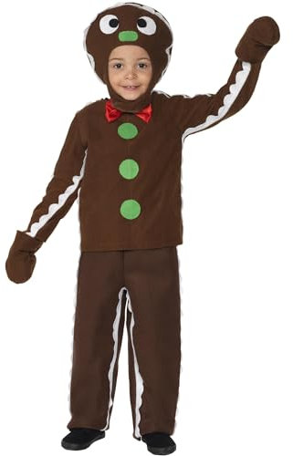Smiffys Little Gingerbread Man Costume, Brown, M - Age 7-9 Years
