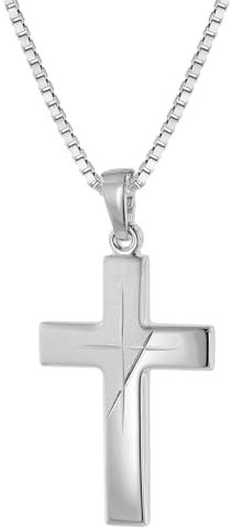 trendor Silber Herren-Halskette mit Kreuz-Anhänger Kreuz Kette Herren Silber 925, modische Geschenkidee, zeitloser Herrenschmuck 63607