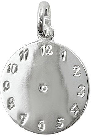 Anhänger 14mm Geburtsanhänger Uhr glänzend Silber 925
