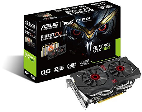 Asus STRIX-GTX960-DC2OC-2GD5 Nvidia GeForce Gaming Grafikkarte (PCIe 3.0 x16, 2GB DDR5 Speicher, HDMI, DVI, 3x DisplayPort)