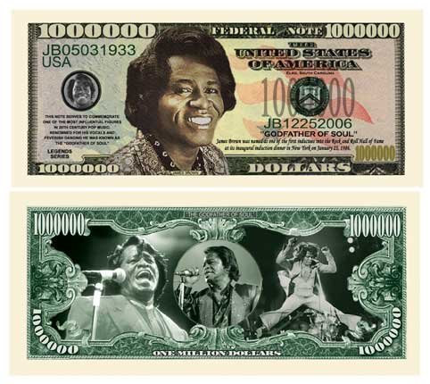 American Art Classics James Brown Million Dollar Bill – kommt in Rechnungsschutz – bestes Geschenk für Fans des Patenvaters der Seele