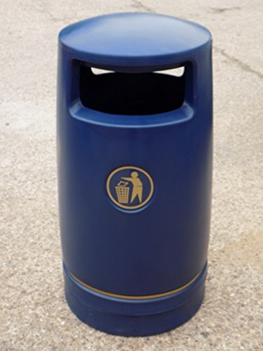 The Hefton 120 Litre Contemporary Styled Round Plastic Outdoor Litter Bin - BLUE