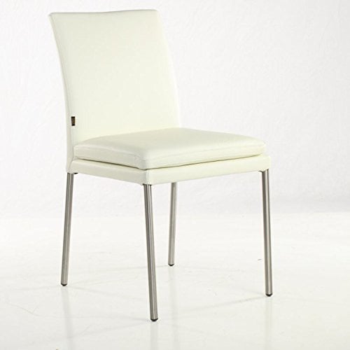 SIX Lederstuhl Ricco Rindsleder Creme Weiss Leder-Stuhl Lederstühle Edelstahl