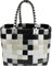 normani® Einkaufstasche Shopper geflochten aus Kunststoff - robuster Strandkorb Vintage Style 38cm x 25cm x 28cm Farbe Classic/Stone