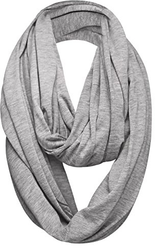 Plain 50% Cotton Blend Jersey Snood Scarf, Light Grey