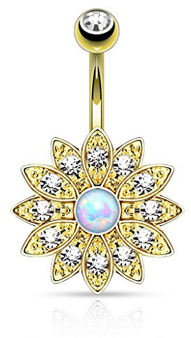 Piercingfaktor Bauch Piercing Chirurgenstahl Kristall Top Down Blume