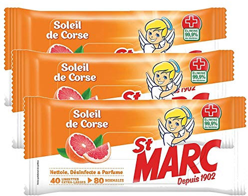 St Marc St.Marc - Lingettes Antibactriennes - Soleil de Corse x 80 - lot de 3 by
