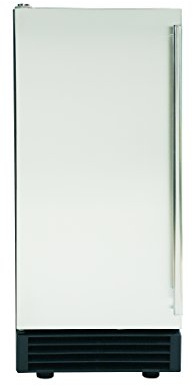 Maxx Ice MIM50P 65Lb Premium Clear Ice Cube Maker Machine with Drain Pump Blue LED and Built-in Undercounter or Freestanding Household Residential or Commercial Use, 15 Inch Wide, Silver