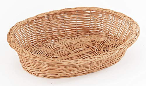 Tigana Weidenkorb mit Zopfrand Hundekorb aus Vollweide in Natur 50 cm (ohne Kissen)