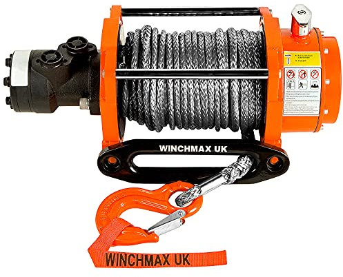 WINCHMAX 20000 lb / 9072 kg Original Orange Hydraulische Winde. 25m x 13mm Dyneema-Seil. Fairlead und Wettkampfhaken.