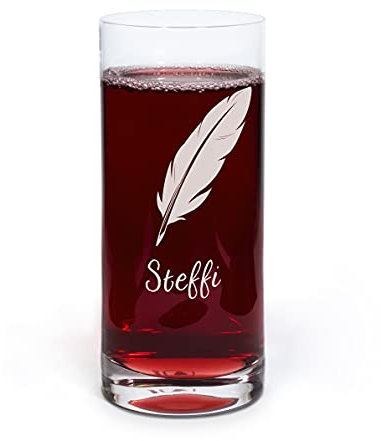 printplanet® Graviertes Glas - Leonardo® Trinkglas mit Gravur (mit Name oder Text personalisiert) - Design Feder