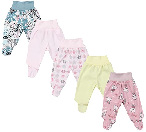 TupTam Baby Unisex Hose mit Fuß Bunte 5er Pack, Farbe: Mädchen 4, Größe: 62