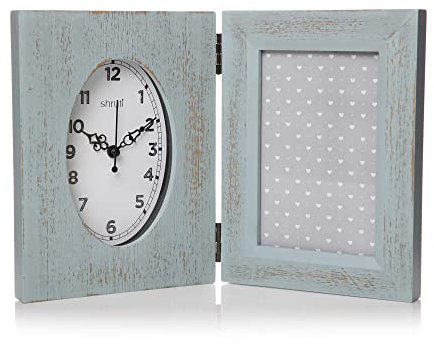 Shruti Doppel-Bilderrahmen, Uhr, Blau, 10,2 x 15,2 cm