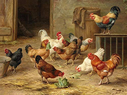 WYTTT Puzzle 1000 Teile Landschaft Erwachsene Puzzle Holzpuzzle 3D Klassisches Puzzle Eine Herde Huhn DIY Moderne Kunst Hauptdekor,75X50Cm