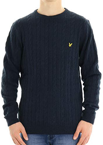 Lyle and Scott Men Cable Jumper - Cotton - XS Dark Navy