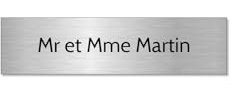DECOHO - Plaque adhésive interphone personnalisée - Étiquette PVC Argent brossé Lettres Noires - Gravure Laser Durable - 60x15 mm, épaiss - Argent