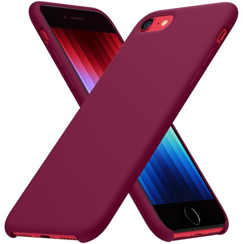 ORNARTO kompatibel mit iPhone SE 3 Silikon Case 2022 5G, iPhone 7/8/SE 2022 Hülle Ultra Dünne Flüssig Silikon Handyhülle Schutz für SE(2022)/SE(2020) 4,7 Zoll Weinrot