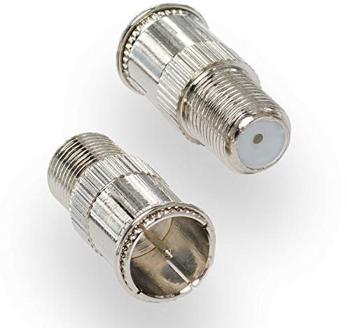 HB-DIGITAL SAT-Schnellstecker Prüfstecker: F-Quick Stecker (Satelliten DVB-S/S2 Anschluß männlich) zu F-Buchse (Sat-Anschluß DVB-S/S2 weiblich) 1x Stück TV Steckverbinder AdapterF-Stecker Vernickelt
