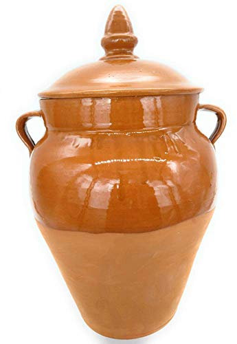 Tinaja de barro para aceitunas con tapa 15l. 50cm.