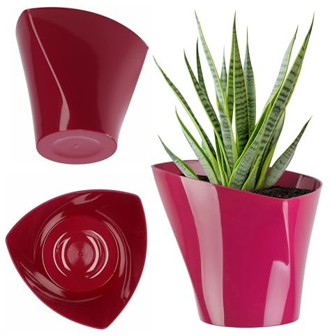 KADAX Pot de fleurs - Forme moderne - Pot de fleurs - En plastique - Décoration - Pour l'intérieur, fleurs, plantes, balcon, - 15 cm - Rose