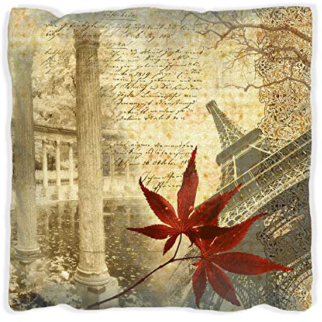 Wallario Dekokissen 40 x 40 cm mit weißer Rückseite, Paris Design - Eiffelturm im Herbst, Kuschelkissen mit weicher Plüsch-Oberfläche