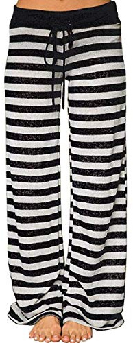 iniber Women's Floral Wide Leg Pajama Pants Casual Yoga Palazzo Drawstring Loose Trousers