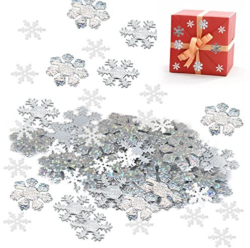 ANTHYTA 300 Stücke Schneeflocke Konfetti Tischdeko Winter 3 Größen für Weihnachten Hochzeit Frozen Dekoration 1,5/2,5cm