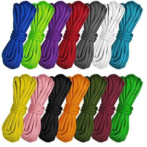 BAMZOK 14 Stück Paracord Schnüre Set 3m Multifunktion Paracord Seile Basteln Schnur Seil für DIY Armbänder Schlüsselanhänger Hundehalsband Climbing Zelt