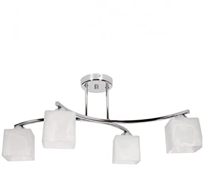 Light-Home Canis Deckenbeleuchtung Lampen Deckenlampen - Deckenlampe Industrial für Wohnzimmer Schlafzimmer und Esszimmer - Pendelleuchte Glas mit Metall 4-Flammig - Chrom