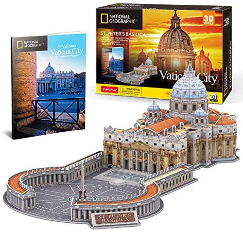 CubicFun 3D Puzzles für Erwachsene Vatikan St. Petersdom Modellbausätze, Puzzles für Kinder im Alter von 8-10 Jahren Vatikanstadt Architekturpuzzles für Erwachsene Tischbau mit Heft, 101Teile