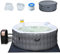 RELAX4LIFE Spa Gonflable 4 Places avec 108 Jets de Bulles et Système Thermostatique, Spa Baignoire en PVC avec Couvercle pour Extérieur Pompe à Air Inclus,Gris (avec Appui-tête et Porte-gobelet)