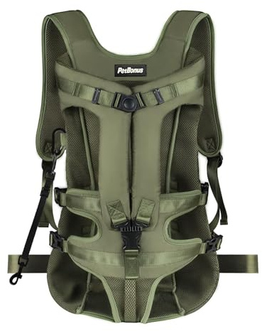 PetBonus Pet Front Dog Carrier Backpacks, Adjustable Pet Backpack, Legs Out Easy-fit Puppy Chest Carrier for Medium Small Dogs, Hands Free for Hiking, Cycling (Army Green, XL)