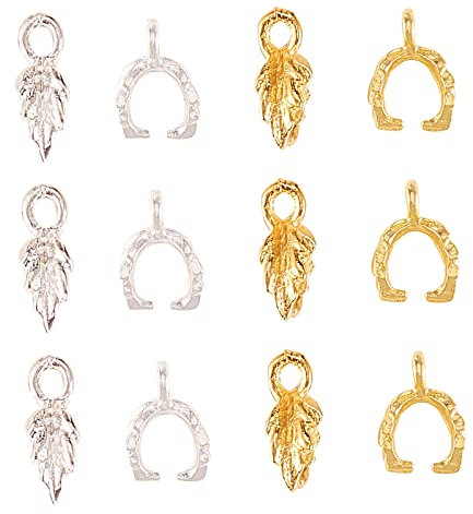 Airssory 200 Pcs 2 Colors Ice Pick Pinch Bails Hook Clip Bail Clasp Dangle Charm Bead Pendant Connector for Pendants Necklace Jewelry DIY Craft Making