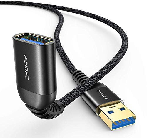 AINOPE USB Verlängerung USB A Verlängerungskabel 3.0 Kabel Verlängerung mit Alluminiumsteckern, Langlebiges Nylongeflecht für Kartenlesegerät,Tastatur, Drucker, Scanner, Kamera, 1M, schwarz