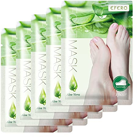 P-Beauty Cosmetic Accessoires | Aloe Vera Fußmaske Socken | Peeling für die Füße um trockener, rissiger Haut entgegen zu Wirken | Fußpeeling für reine Haut an den Füßen (5 Paar)