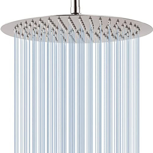 Pommeau de Douche à Montage au Plafond, Pommeau de Douche à Effet Pluie Rond en Acier Inoxydable G1/2, Pommeau de Douche à Effet Pluie Haute Pression à Température Constante pour Salle de Bain, Diamèt