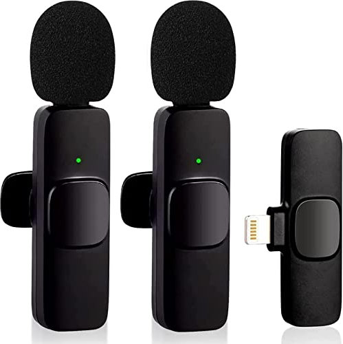 Wireless Lavalier Mikrofon für iPhone iPad, Plug and Play Ansteckmikrofon mit 2 Mikrofonen für Videoaufnahmen, Vlog, TikTok, YouTube, Auto Connect und Smart Noise Reduction