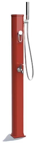 Formidra - Douche Solaire 20 L pour Utilisation en Extérieur de Jardin, Piscine ou Spa - Robinet à Pied, Mitigeur et Douchette Amovible - Aluminium - Terracotta - Jolly Go2