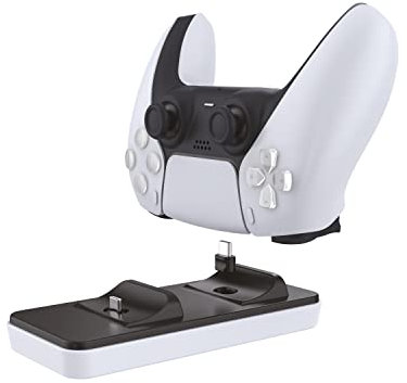 DR1TECH GamePow+ Base di Ricarica per Dualsense PS5 con Ricarica Rapida - Doppio Caricatore Controller Wireless per PS5 con Plug Removibili