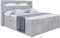ALTDECOR Boxspringbett mit LED, H3-Matratze (19 cm hoch) mit Bonellfederung, + PUR, Topper (4 cm hoch), Polsterbett mit Kopfteil und Bettkasten - Noel Gold - 180x200 - Grau Monolith